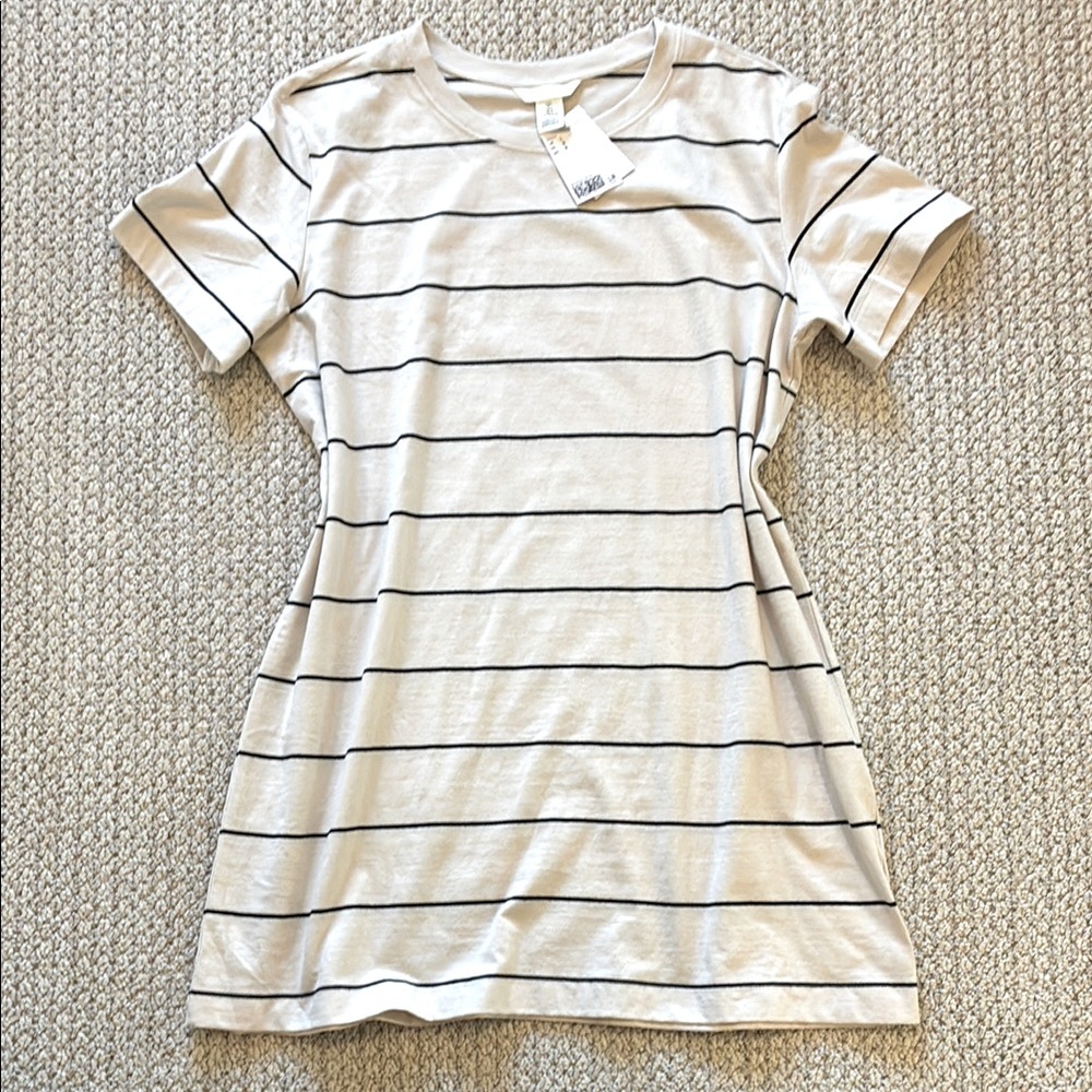H&M French Stripe Crew Neck Dress Size L